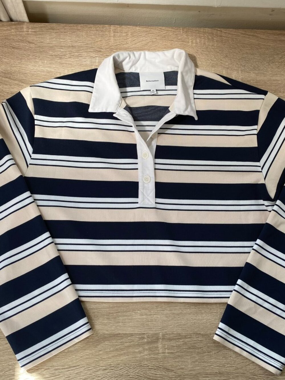 Reformation Anna Striped Rugby Shirt Medium - Picture 13 of 15